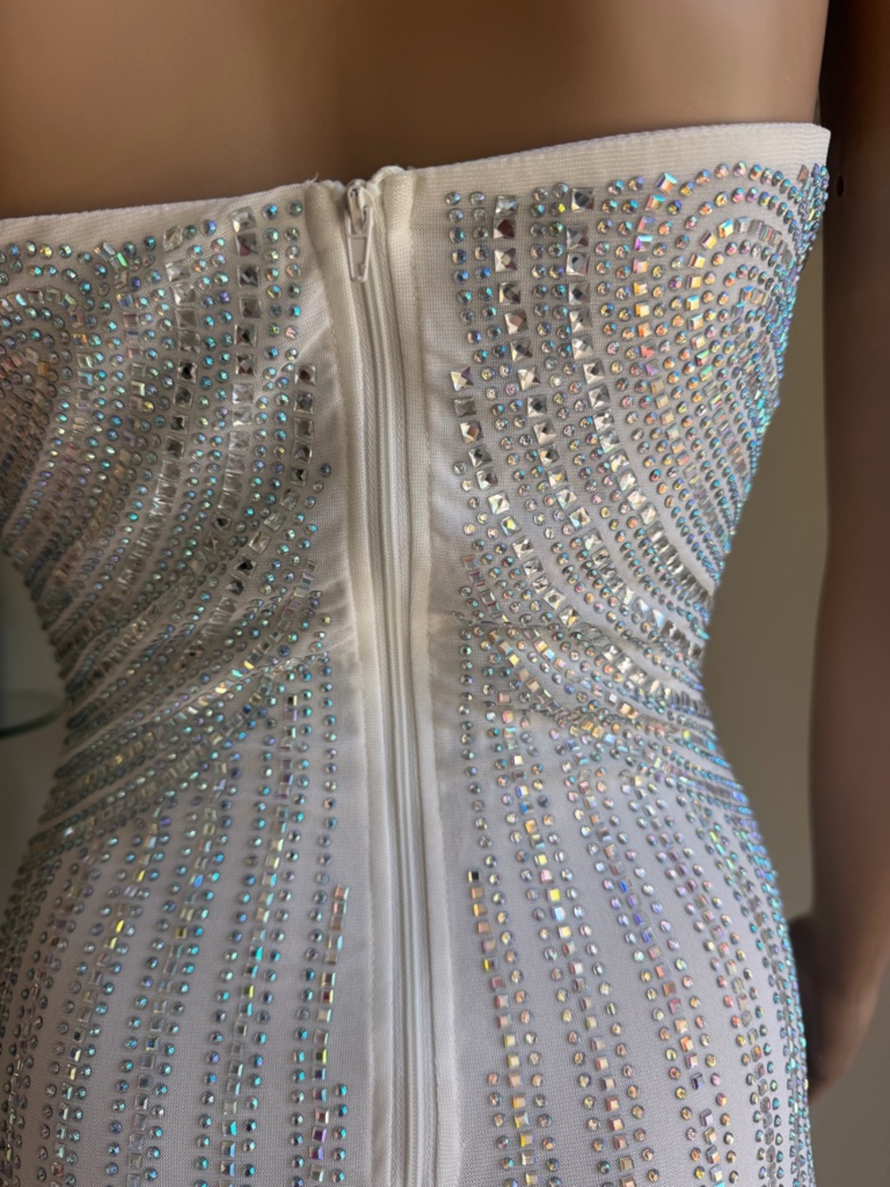 AKIRA Strapless White Crystal-Embellished Bodycon Dress - Picture 8 of 10
